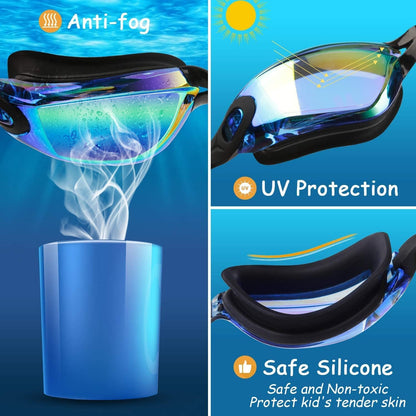 COOLOO Schwimmbrille Kinder, 2 Stück Schwimmbrille für Kinder Kind Jungen Mädchen Junior 3-15 Jahre,Anti-Fog,Kein Auslaufen