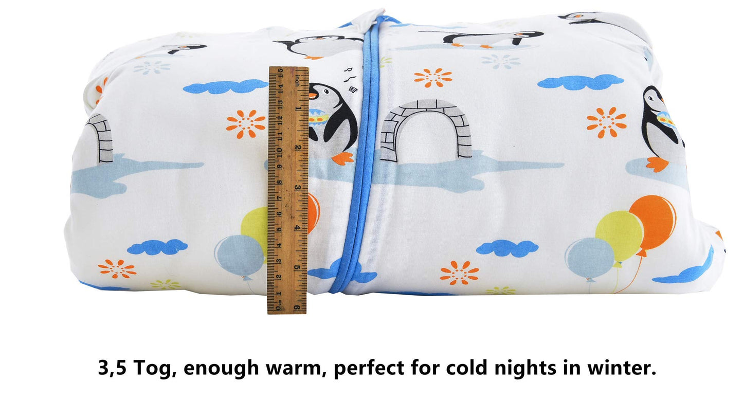 Chilsuessy Baby Sleeping Bag Winter with Removable Long Sleeve Organic Cotton Baby Sleeping Bag Small Children All-Year Sleeping Bag Pyjamas for Boys and Girls, Crown/2.5 Tog, 75-90 cm