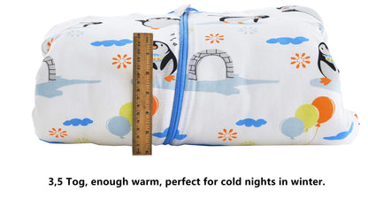 Chilsuessy Baby Sleeping Bag Winter with Removable Long Sleeve Organic Cotton Baby Sleeping Bag Small Children All-Year Sleeping Bag Pyjamas for Boys and Girls, Crown/2.5 Tog, 75-90 cm