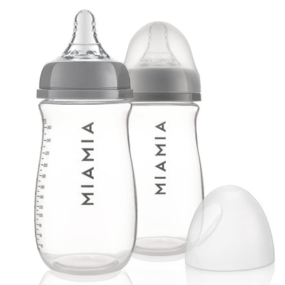 MiaMia 13-tlg. Babyflaschen Set – 6 Flaschen mit Silikon-Trinksaugern | Inkl. Milchpulverportionierer, Bürste & Abtropfständer | BPA-frei, Anti-Kolik & spülmaschinenfest | 2x 140 ml & 4x 260 ml - Meloni2