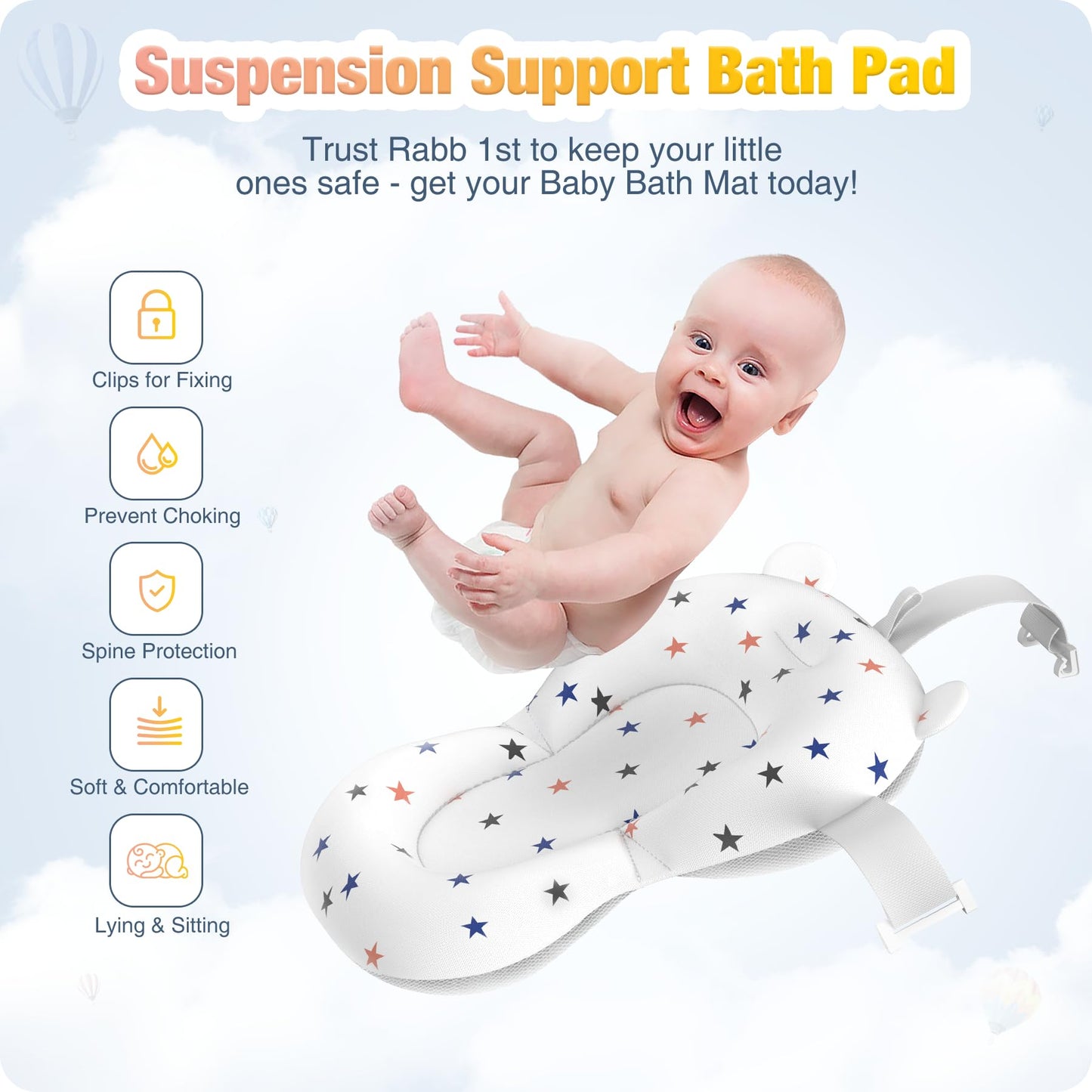 Rabb 1st Baby Badewanne Faltbare, Baby Bathtub Babywanne Faltbar Babybadewanne Tragbare Wanne für Neugeborene Kleinkinder mit Rutschfester Matte und Abflussloch (Kein Thermometer) (Grau)