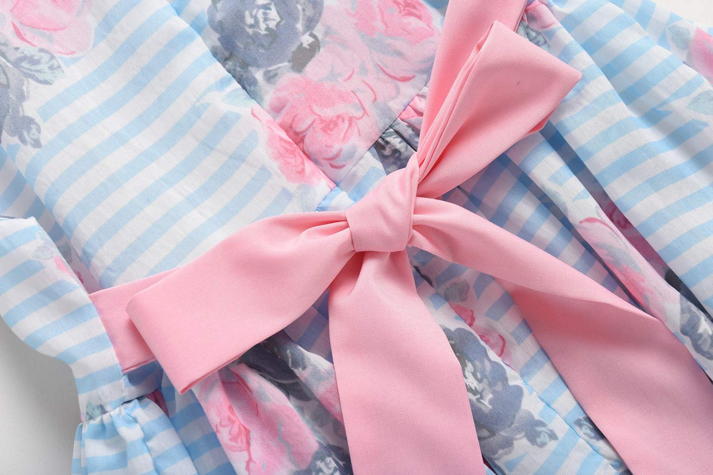 BONNY BILLY Mädchen Kleider Ärmellos Sommer Freizeit Gestreift Blumen A-Linie Kinder Kleid mit Kragen