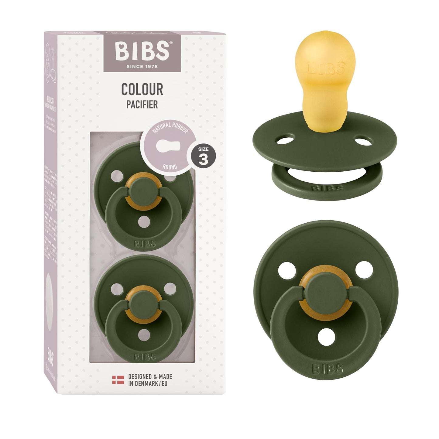 BIBS Colour Schnuller 2er-Pack, BPA-frei, Kirschform Nippel. Naturkautschuk/Latex, Hergestellt in Dänemark. Größe 2 | 6+ Monate | 2-Pack, Coral/Ruby
