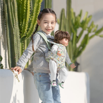 GAGAKU Puppentrage ab 3 Jahre Bauchtrage Babypuppen Zubehör Schultergurte Babytrage Puppe Kleinkind Puppentragetasche Stofftiertrage Kuscheltierträger - Rose - Kaninchengarten