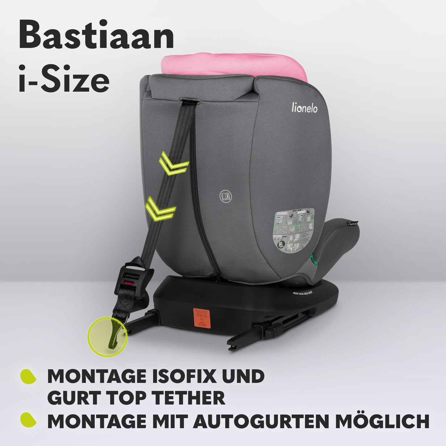 LIONELO Bastiaan i-Size One 360o drehbarer Autositz für Kinder von 40-150 cm, Montage in Fahrtrichtung und entgegen der Fahrtrichtung möglich, ISOFIX Pas TopTether Einstellbare Rückenlehne - Meloni2
