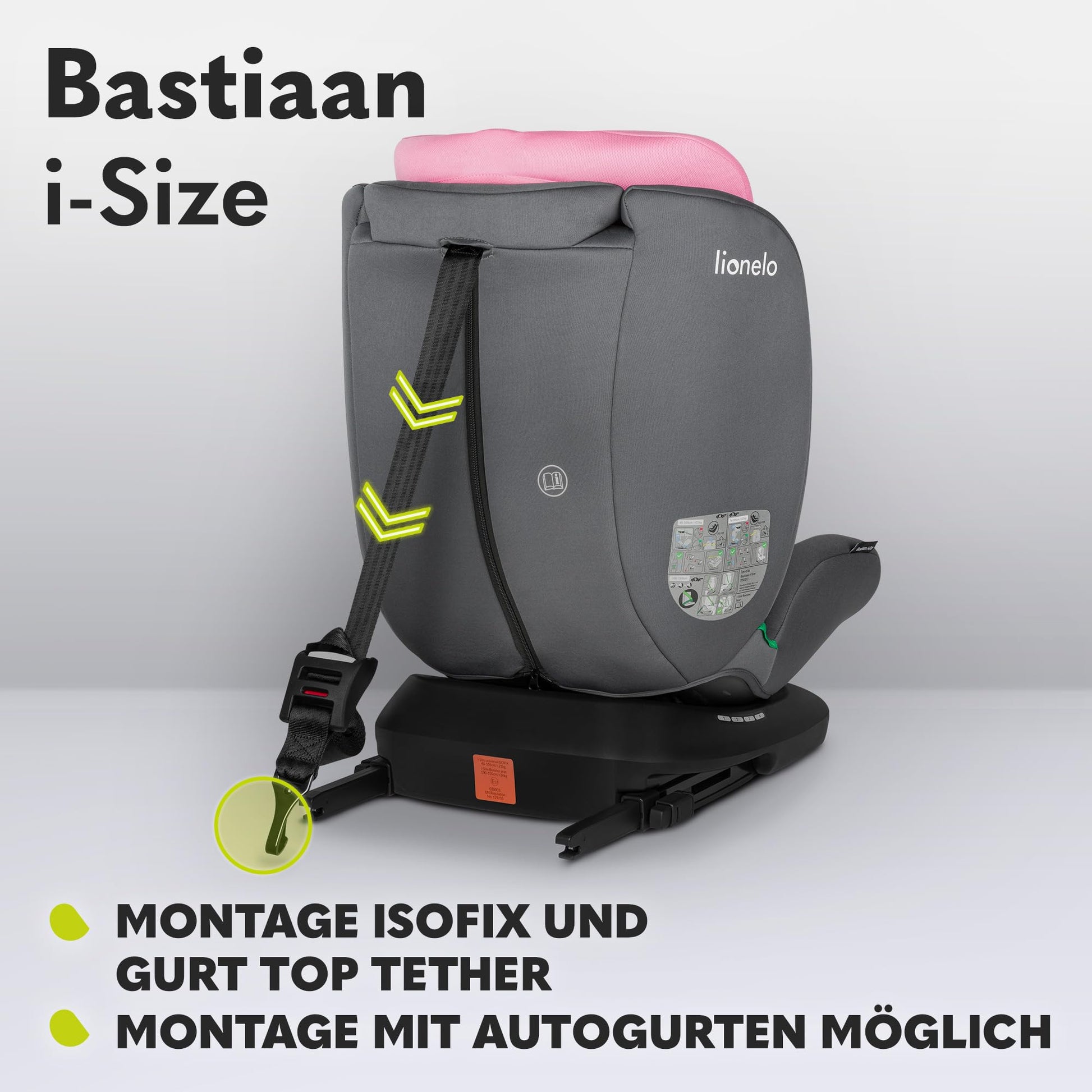 LIONELO Bastiaan i-Size One 360o drehbarer Autositz für Kinder von 40-150 cm, Montage in Fahrtrichtung und entgegen der Fahrtrichtung möglich, ISOFIX Pas TopTether Einstellbare Rückenlehne - Meloni2