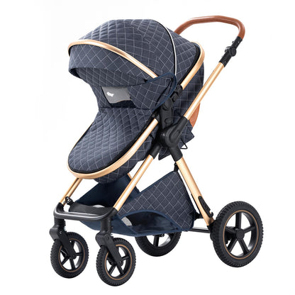 BEBBY 3-in-1 Kinderwagen KombiKinderwagen-Set 2-in-1 Buggy faltbar Luxus Hochlandschaft Neugeborenes Tragbarer Kinderwagen Zusammenklappbarer Kinderwagen Kinderwagen Travel System (D2-DEEPGREY)