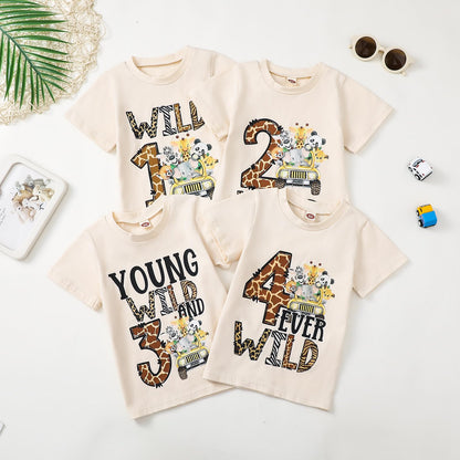 Baby Junge 1. Jahr Geburtstags T-Shirt Wild One Kurzarm Oberteil Baby Mein Erster Geburtstags Outfit Sommer Kleidung