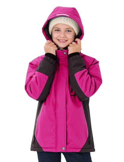 MoFiz Girls' Winter Jacket, Ski Jacket, Children's Softshell Jacket, Fleece Lining, Windproof, Outdoor Jacket with Hood