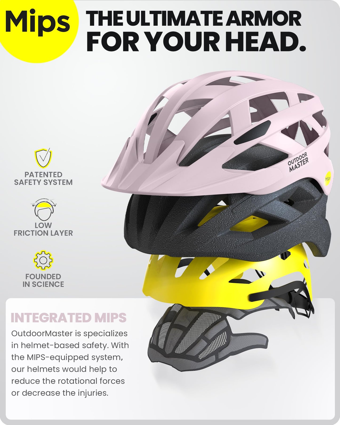 OutdoorMaster MIPS Fahrradhelm - Zwei herausnehmbare Innenfutter & Belüftung in Multi-Environment - Fahrradhelm in Mountain, Autobahn für Jugendliche & Erwachsene