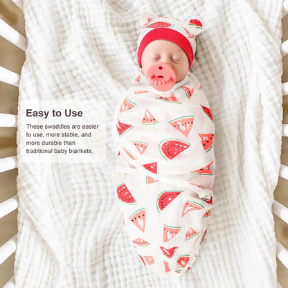 Neugeborene Swaddle Decke Hut Set Baby Gedruckt Swaddles Säugling Einstellbar Schlafsack für 0-3 Monate Mädchen Jungen