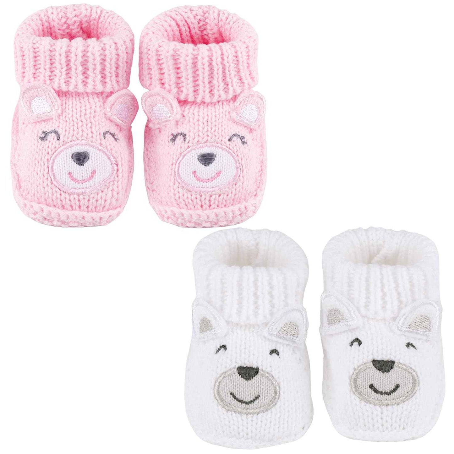 LACOFIA 2 Pairs Newborn Knitted Baby Shoes Soft Baby Boys Girls Ankle Boots 0-3 Months