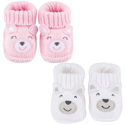 LACOFIA 2 Pairs Newborn Knitted Baby Shoes Soft Baby Boys Girls Ankle Boots 0-3 Months