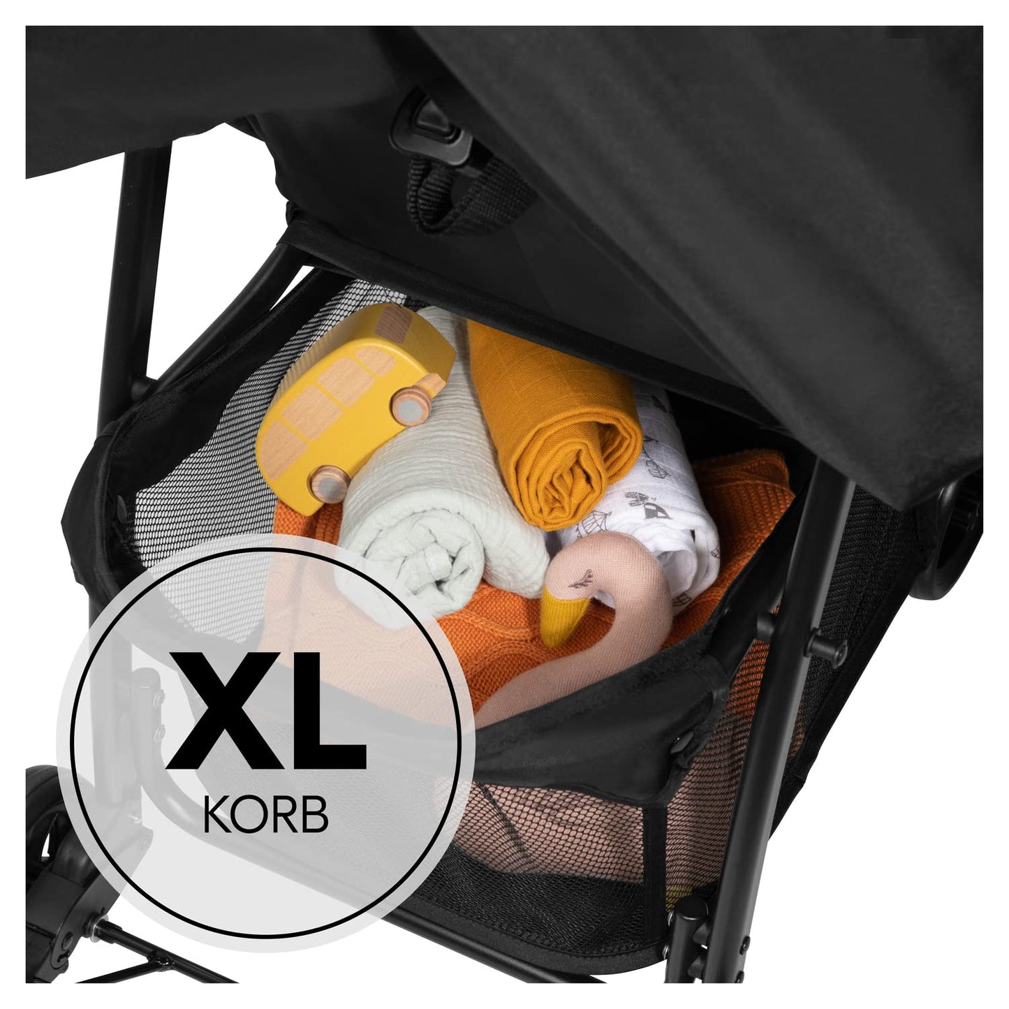 Hauck Lightweight Stroller up to 18 kg with reclining function from birth, small foldaway, sun canopy, large basket - Meloni2