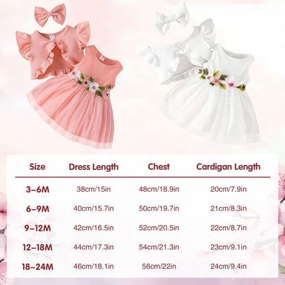 Toddler Baby Girl Dress and Cardigan Set Long Sleeve Cotton Princess Tutu Dresses with Outfits Coat