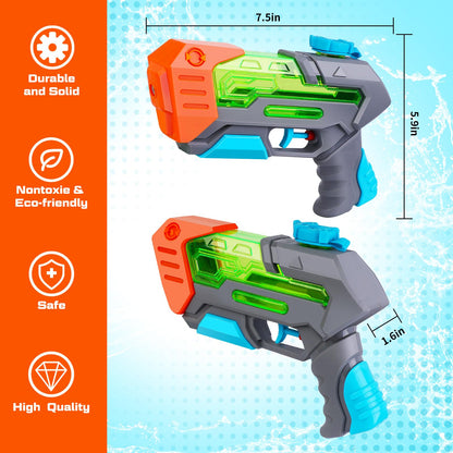 Quanquer Wasserpistole für Kinder Erwachsene Spritzpistolen Reichweite 7 Meter 200ml Wassertank Wasserpistolen Klein asserpistole für Spielzeug im Freien Strandpool Water Gun-Boxed