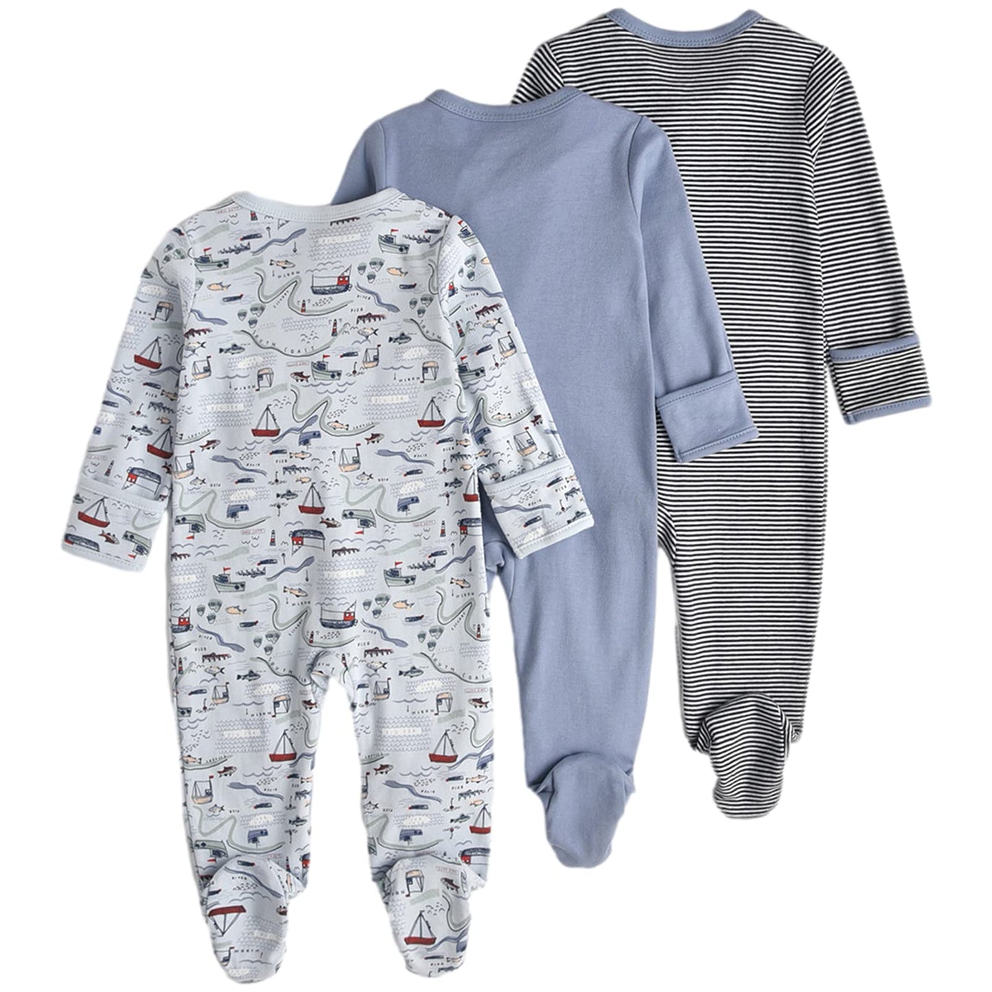 amropi Baby Mädchen Schlafstrampler 3er Pack Jungen Pyjamas Baumwolle Overalls Strampler für 0-12 Monate