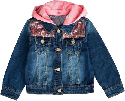 Peacolate 2-11 Jahre kleine Mädchen Stickerei Pailletten Schmetterling Mäntel Jeansjacke