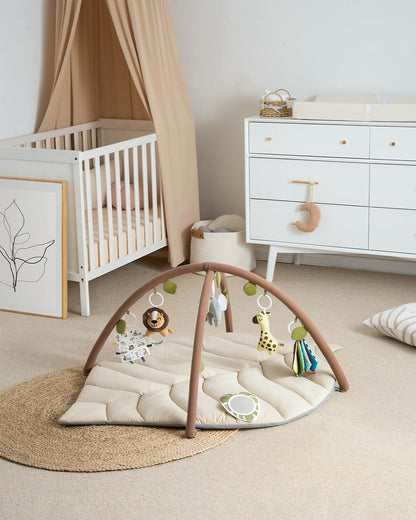 Blissful Diary Spielbogen Baby, Übergroßes Blattförmiges Spieldecke Baby Gym Activity Decke mit 6 Abnehmbare Spielzeuge, krabbeldecke Unverzichtbare Babygeschenke, Waldgrün