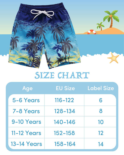 Domee Jungen Badehosen Badeshorts Schnelltrocknend Schwimmhose mit Netzfutter Verstellbarer Kordelzug