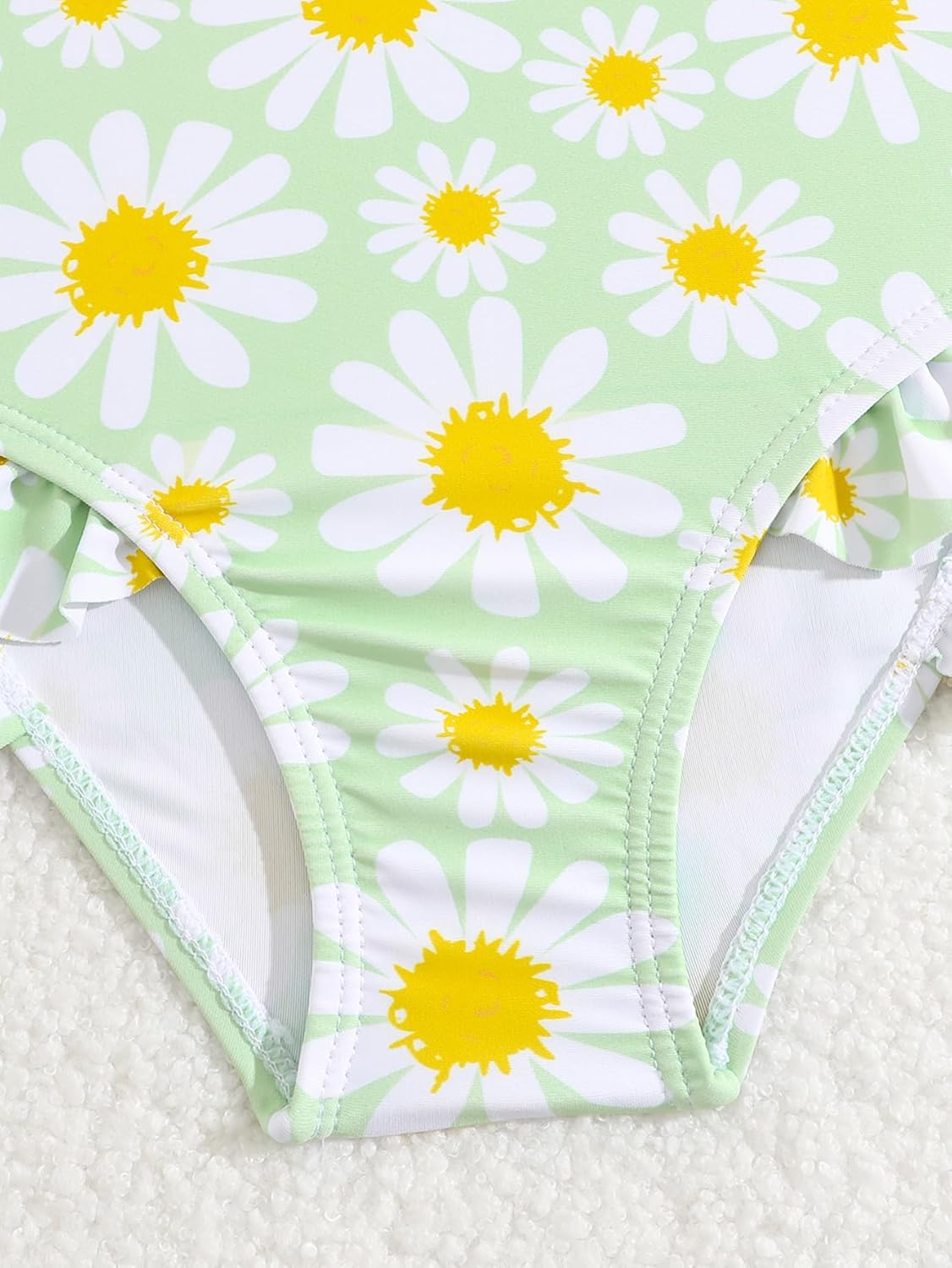 JiAmy Einteiliger Mädchen Badeanzug Blumenmuster Rüschen Elastischen Trägern Ärmellos Kleinkinder Schwimmkleidung für 2–7 Jahre/92-122