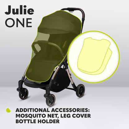 LIONELO Julie One Buggy Pushchair up to 22 kg, Adjustable Backrest and Footrest, Mosquito Net, Leg Warmer, Drink Holder and Transport Bag, Foldable