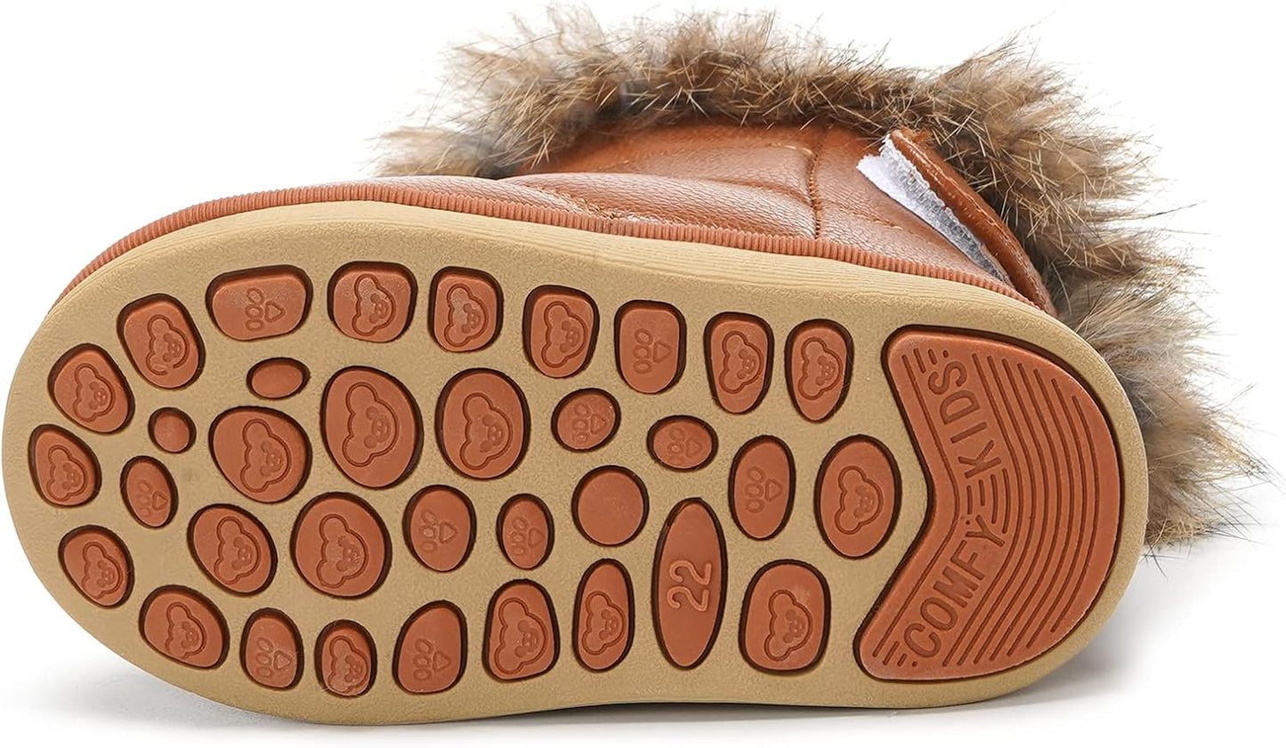 KVbabby Winter Shoes, Girls’ Warm Lined Winter Boots, Children's Ankle Boots, Waterproof Snow Boots, Soft Soles, Slip-On Boots