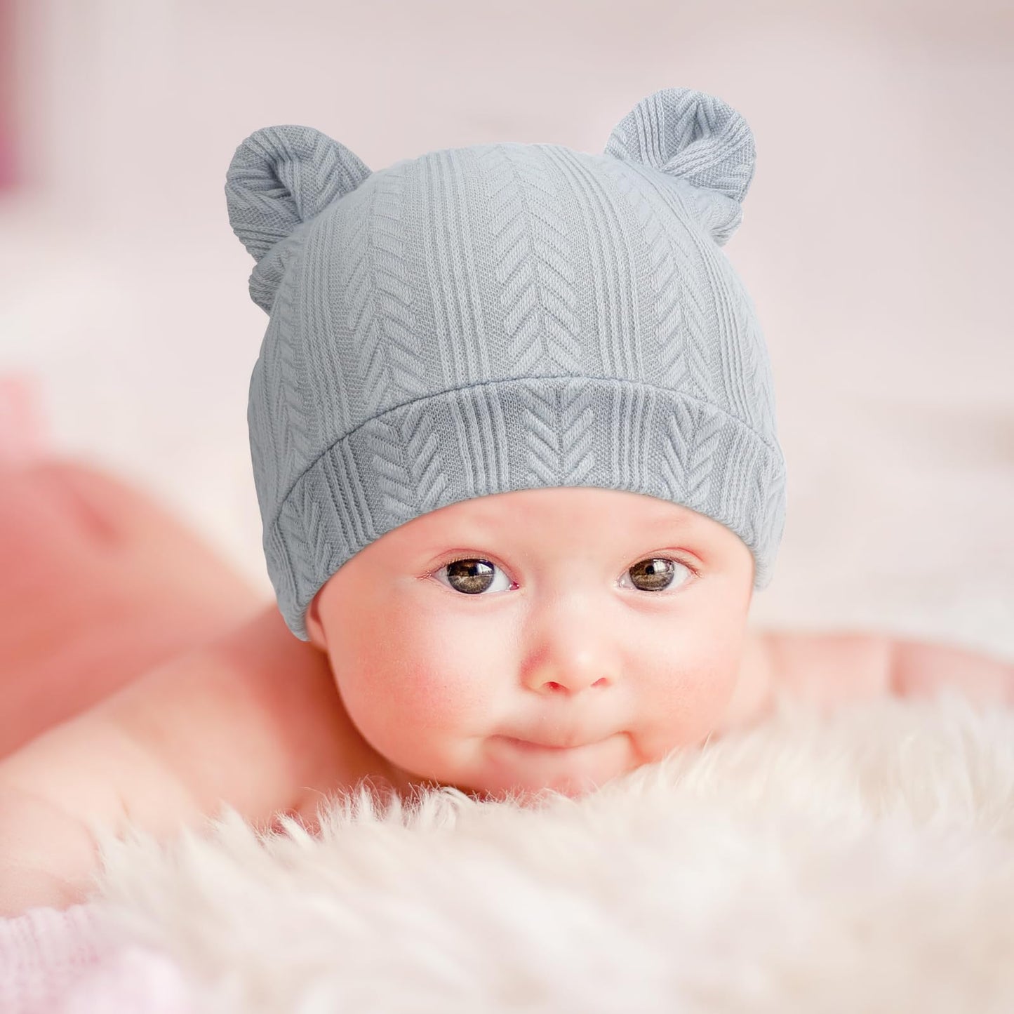DRESHOW Newborn Baby Hat and Gloves Set Beanie Clothing Unisex Infant Hat Kindergarten Cap Baby Boys Girls 0-6 Months 