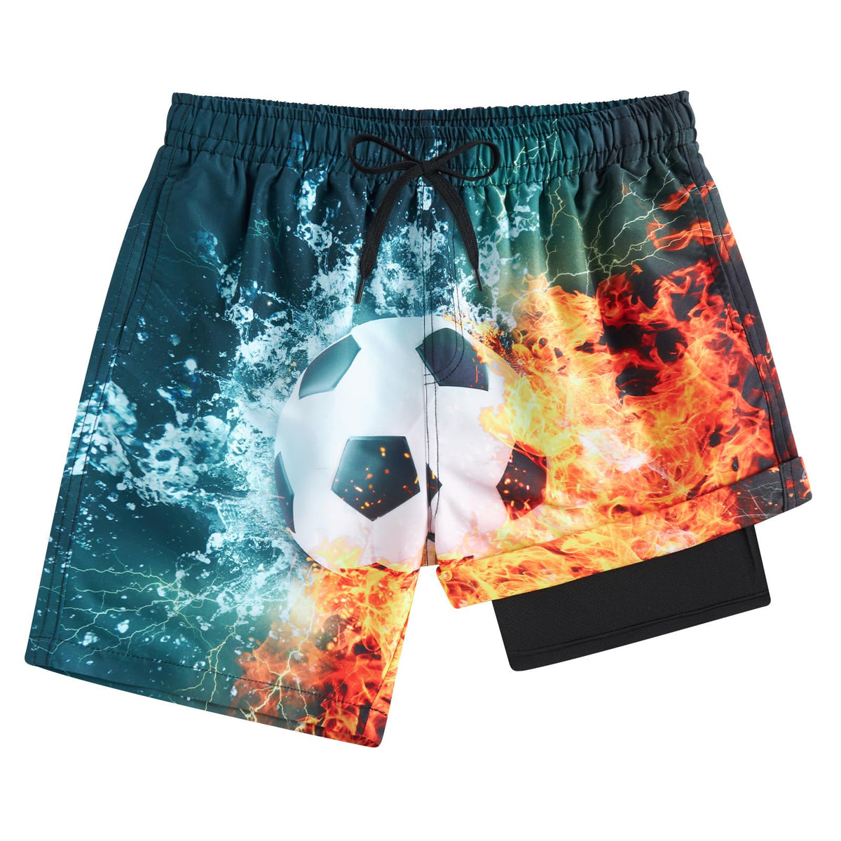 Fanient Badehose Jungen Schwimmshorts - 2 in 1 Badeshorts mit Kompression Liner für optimalen Komfort