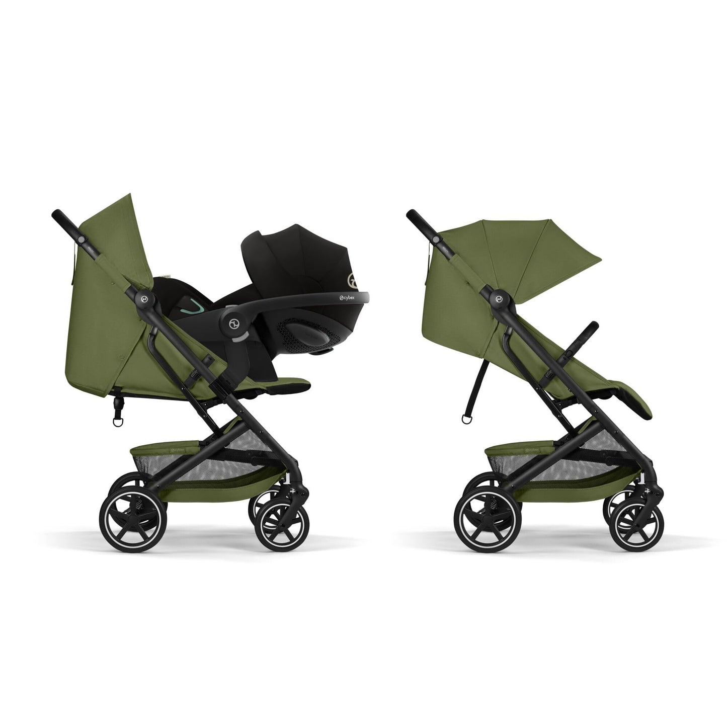 Cybex Gold Kinderwagen Beezy mit One-Pull Harness, Ab Geburt bis ca. 4 Jahre (max. 22 kg), Kompakt und ergonomisch, Magic Black (Schwarz mit schwarzem Rahmen)