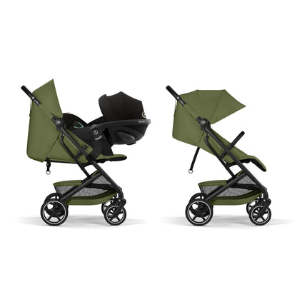 Cybex Gold Kinderwagen Beezy mit One-Pull Harness, Ab Geburt bis ca. 4 Jahre (max. 22 kg), Kompakt und ergonomisch, Magic Black (Schwarz mit schwarzem Rahmen)