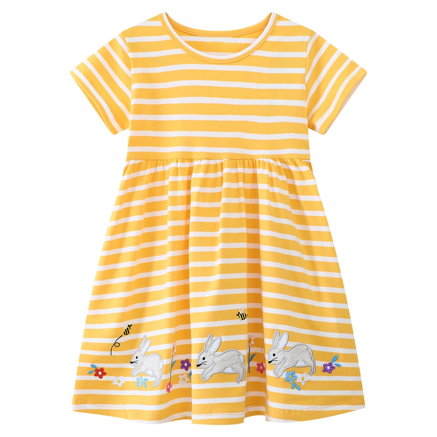 Dinopjs Kleider für Kleines Mädchen Kurzarm Kleid Cartoon-Stil Regenbogen Ozean Prinzessinnenkleid Dino Giraffe Osterhase Meerjungfrau Kinder Prinzessin Kostüm Tägliche Sommer Rock Ferienkleider