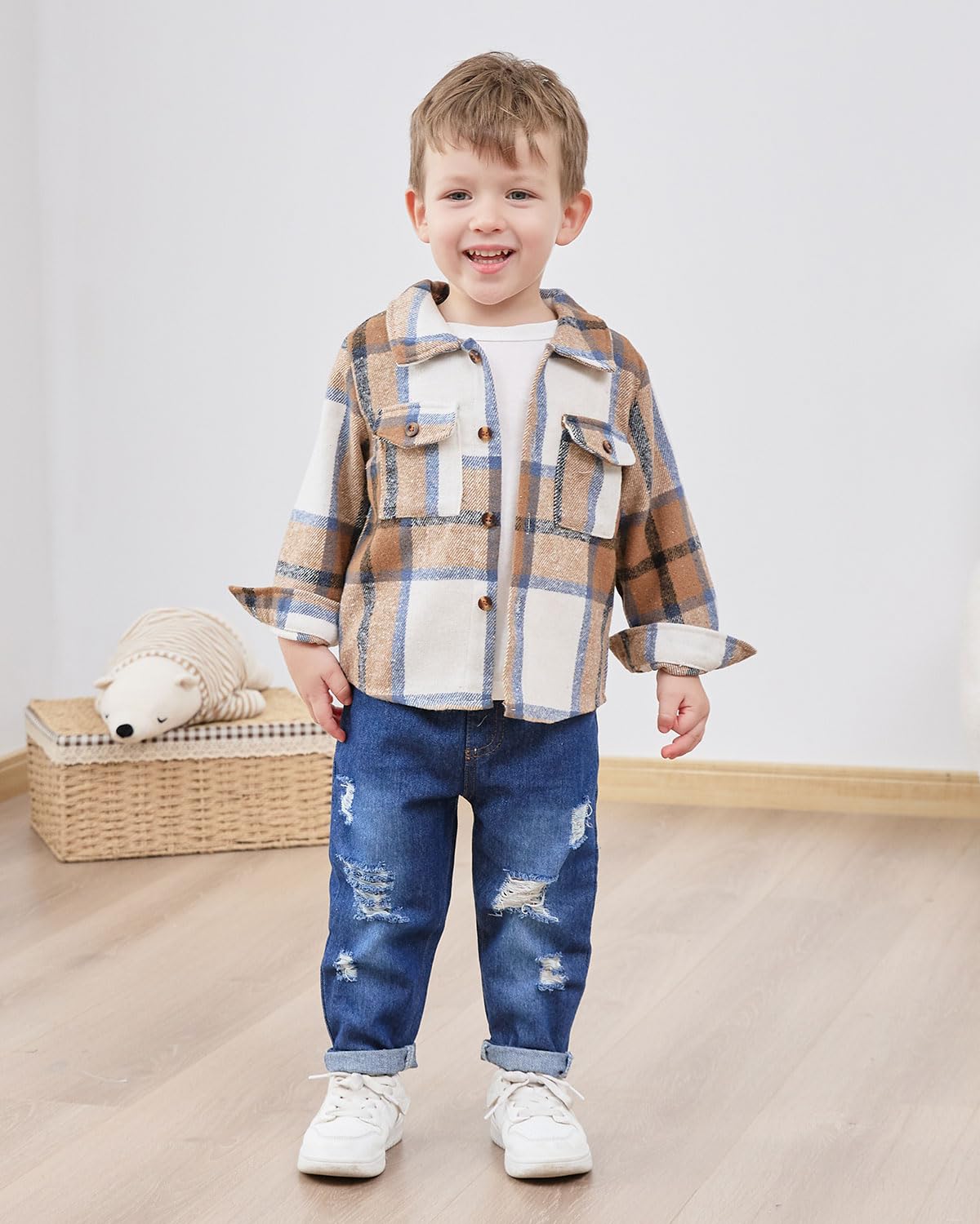 Baby Kleidung Jungen 12 Monate - 4 Jahre Winter Baby Kleidung Outfit Set Langarm Kariertes Top + Hosen Kleidung Sets für Kinder Jungen