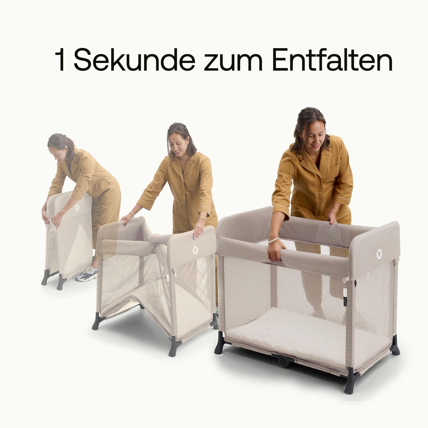 Bugaboo Stardust, 2-in-1, leichtes, kompaktes und faltbares Reisebett | kompakter Spielstall, mit Matratze, in 1 Sekunde aufgeklappt, für Babys und Kleinkinder, inklusive Tragetasche, Desert Taupe