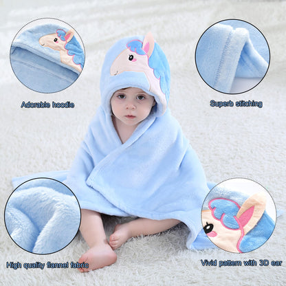 Doladola Baby Decke Babys Tier Design，Flanell Kinder Decke Kapuzenhandtuch für Mädchen und Jungen，Baby Kapuze Badeponcho Kinder Warm（gelbe Ente）