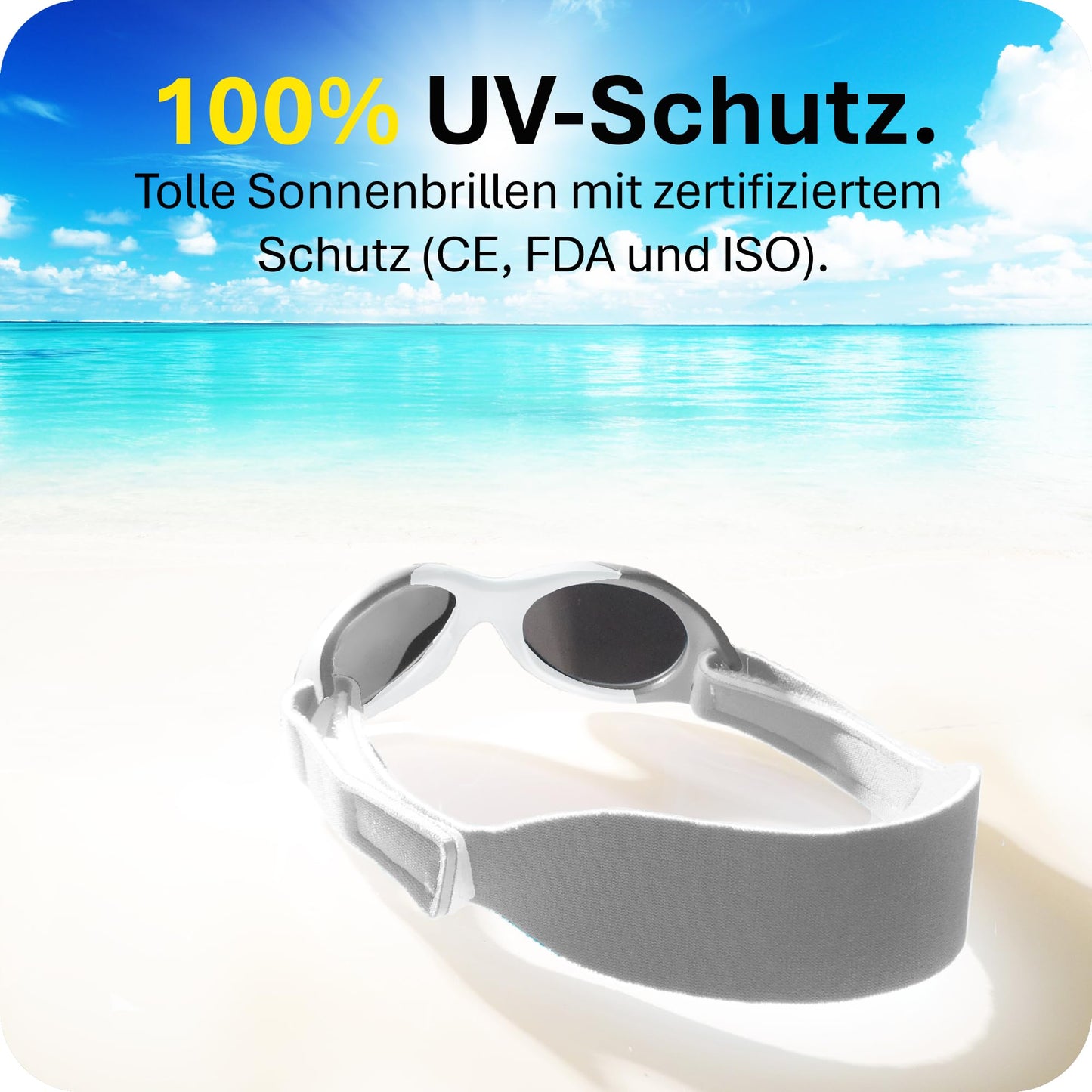 Mausito BABY Sonnenbrille 0-18 Monate Mädchen I VERGLEICHSSIEGER Sonnenbrille Baby 100% UV-Schutz I BIEGSAM & verstellbares Band I Schadstofffrei I Europäisches Design für Kinder gemacht