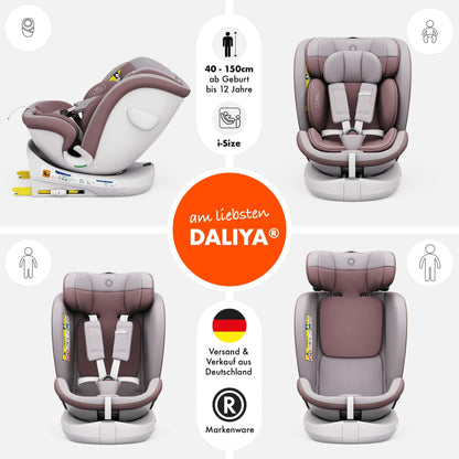 Daliya® Kindersitz ROTAZIONE | I-SIZE 40-150 cm | 8 Pos. | Isofix | (SIP) | Top Tether | 360° | 5 Punkt Gurt | Gruppe 0+ / I/II/III 0-36 KG | Neueste Zulassungs UN ECE Reg. 129 (Beige) - Meloni2