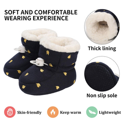 Tolaler Baby Newborn Fleece Booties Unisex, Thickened Lining, Warm Baby Winter Shoes, Adjustable Non-Slip with Soft Sole, Baby Booties/Everyday Wear (0–18 Months)
