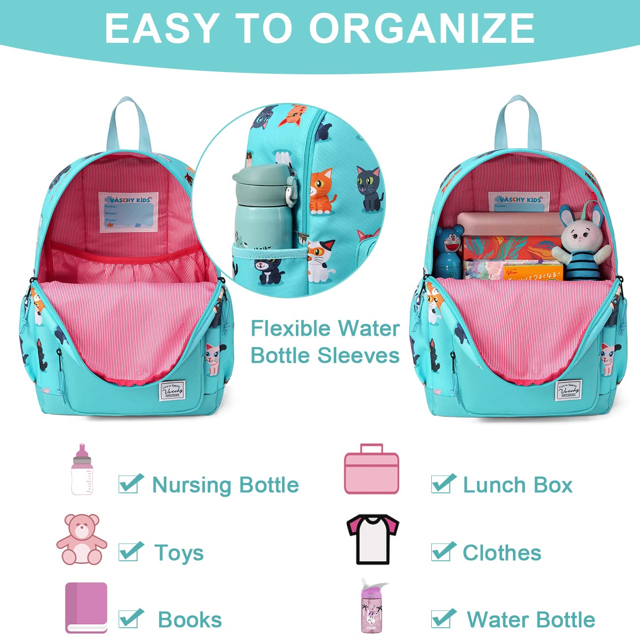 Rucksack für Mädchen, 4-6 Jahre, Schulrucksack mit Seitentaschen und Brustgurt, 127-Einhorn, one size, Niedlich