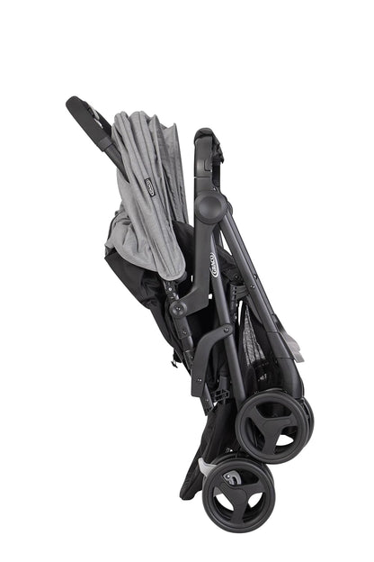 Graco DuoRider™ Double Pushchair - Baby Stroller - From Birth to 3 Years (15kg) Lightweight Quick Fold Free Standing Large Storage Basket - Includes Rain Cover - Grey - Steeple Gray