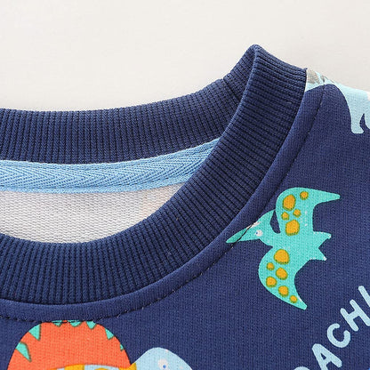 EULLA Children's Boys' Pullover Sweatshirt Long Sleeve Cotton Dinosaur Excavator Tractor Planets Winter Tops 1-7 Years 92 98 104 110 116 122