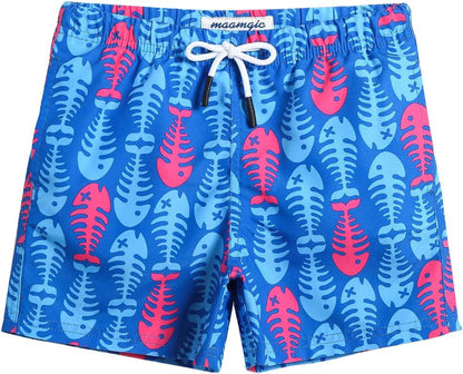 MaaMgic Boys’ Small Swimming Shorts, Quick-Drying Board Shorts with Mesh Lining, Pockets and Adjustable Drawstring