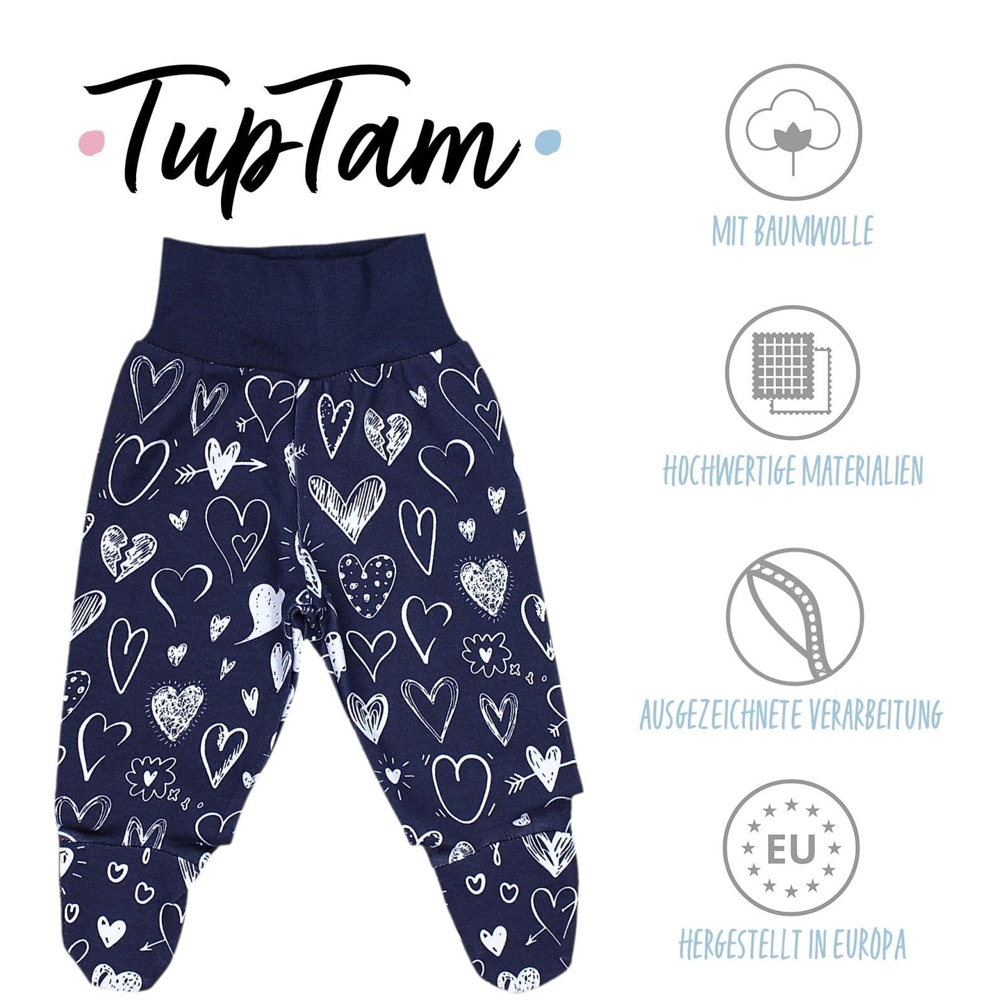 TupTam Baby Girl’s Romper suit with feet, pack of 3