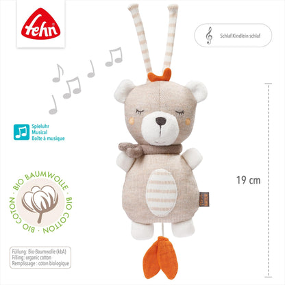 Fehn Mini-Spieluhr Otter – Kuscheltier & Einschlafhilfe: Aufzieh-Spieluhr mit sanfter Melodie Brahms Wiegenlied beruhigt in jeder Situation – für Babys und Kleinkinder ab 0+ Monaten