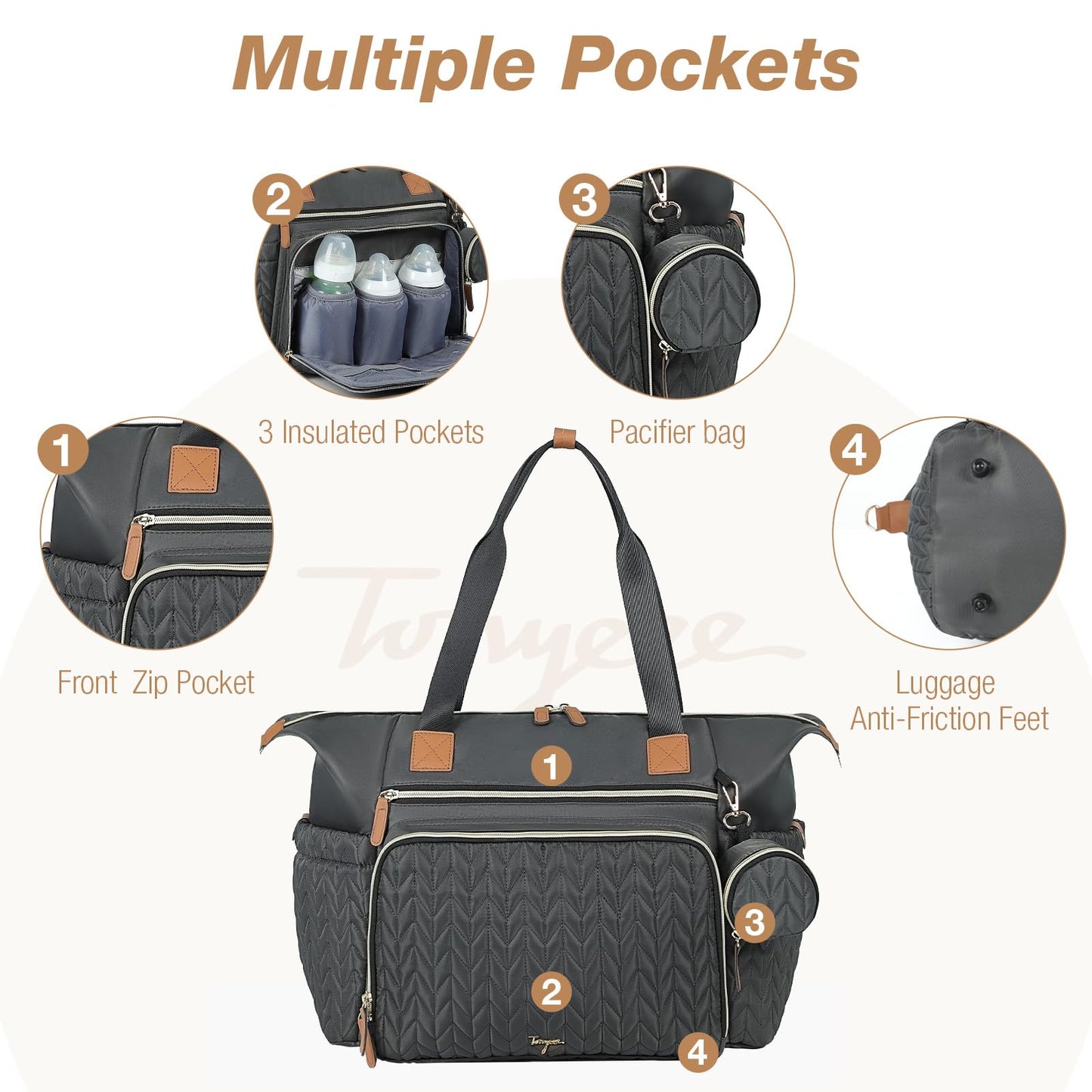 Wickeltasche mit Schnullertasche und Wickelunterlage, Wickelrucksack Multifunktions-Babytasche für Große Reisewindeltasche für Mama und Papa, isolierten Taschen-Dunkelblau