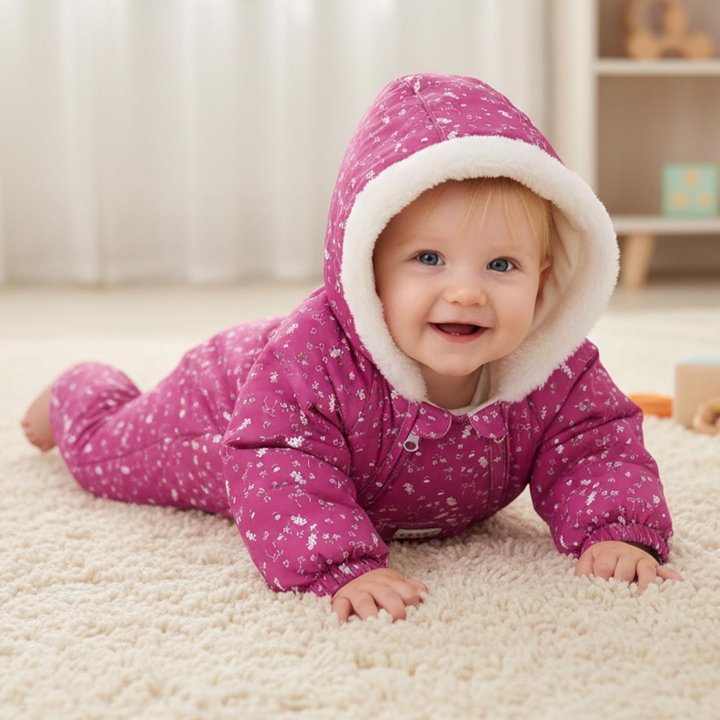 JiAmy Baby Snowsuit, Baby Boys Girls Winter Jumpsuit Romper Newborn Snow Overall for 0-24 Months