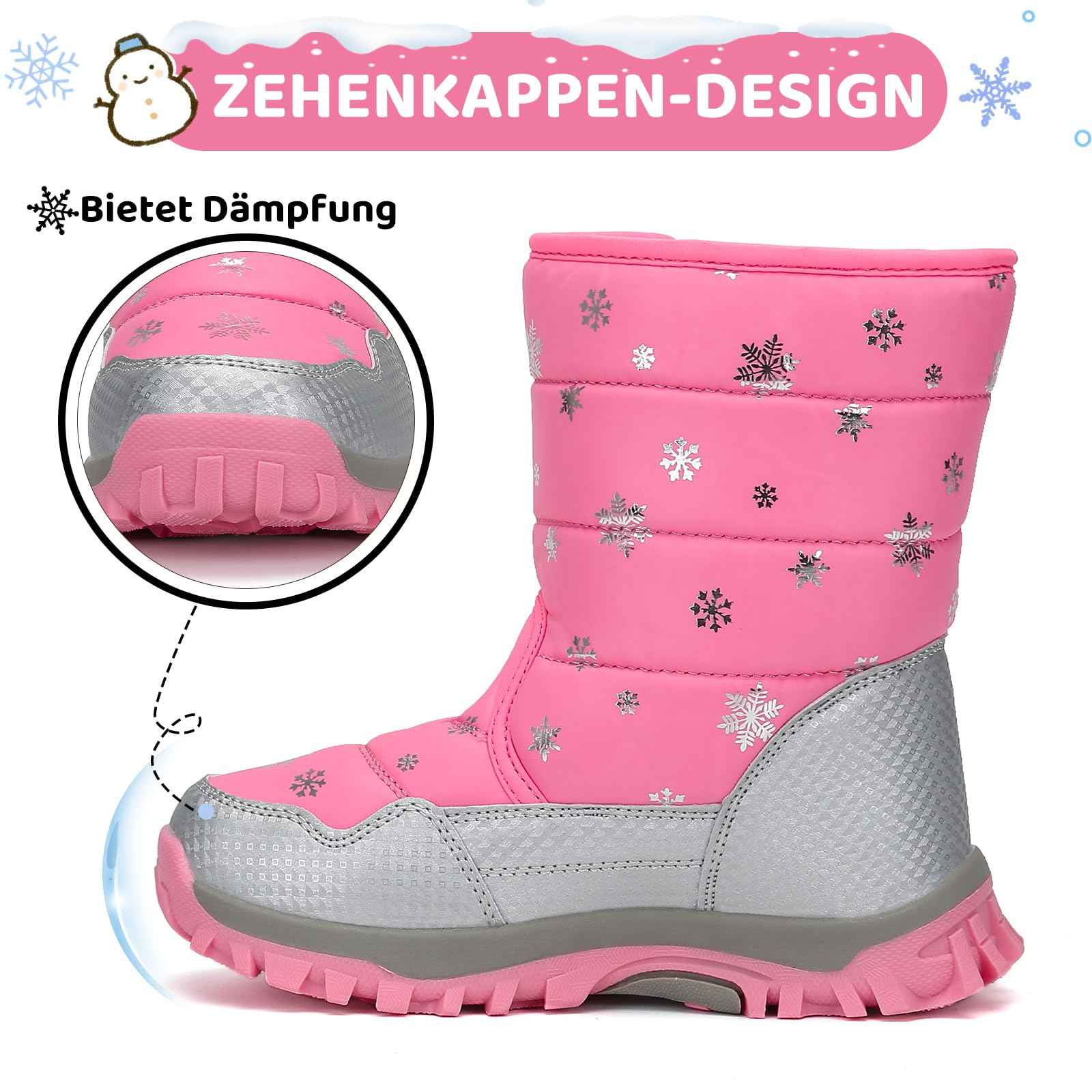 Mishansha Girls' Winter Boots, Children's Winter Shoes, Warm Snow Boots, Lined Winter Boots