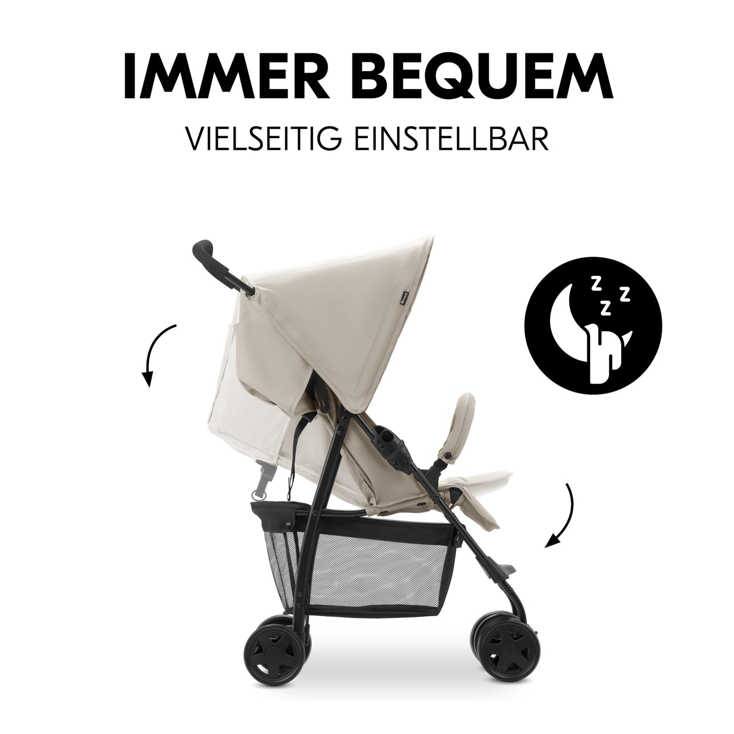 Hauck Lightweight Stroller up to 18 kg with reclining function from birth, small foldaway, sun canopy, large basket - Meloni2