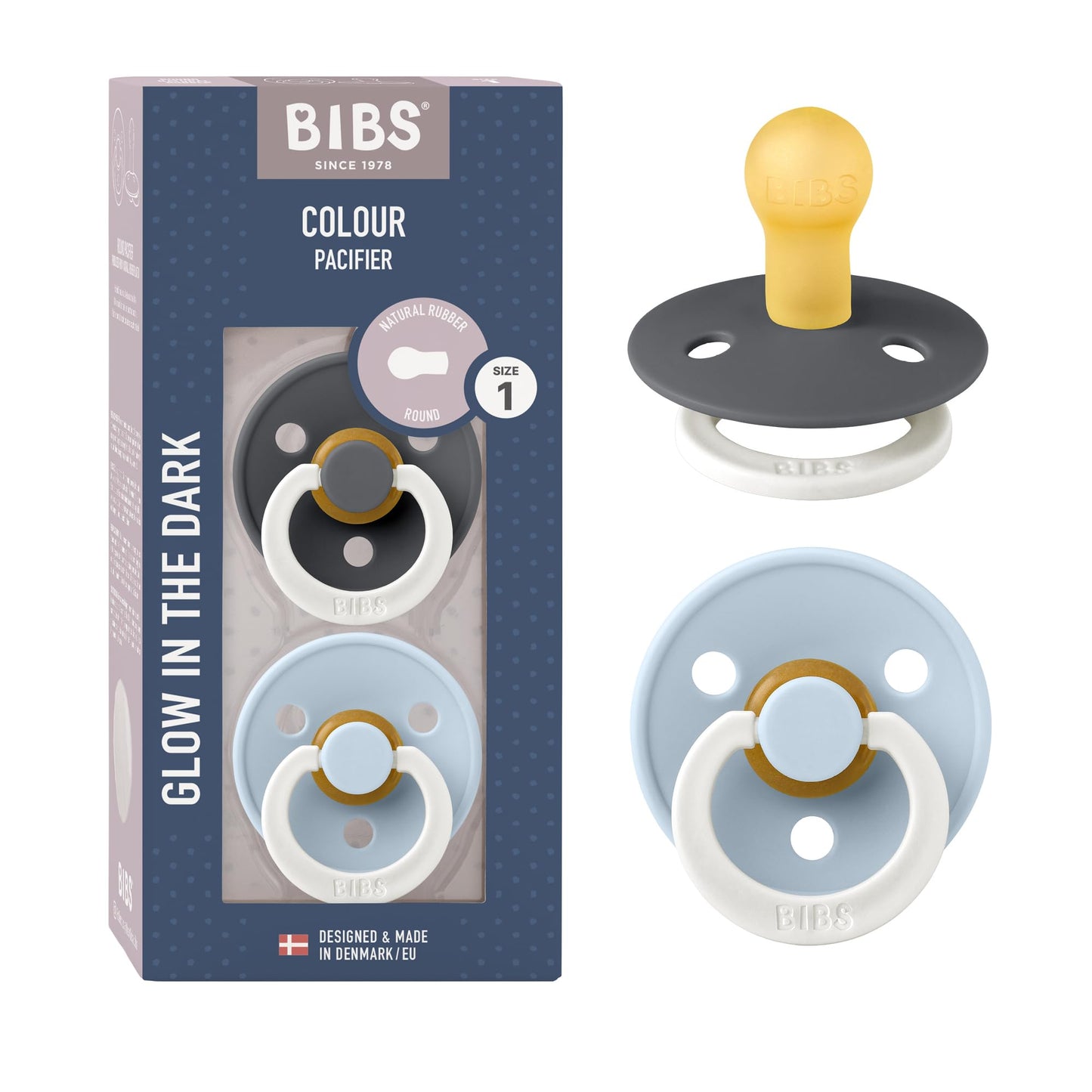 BIBS Colour Schnuller 2er-Pack, BPA-frei, Kirschform Nippel. Naturkautschuk/Latex, Hergestellt in Dänemark. Größe 2 | 6+ Monate | 2-Pack, Coral/Ruby