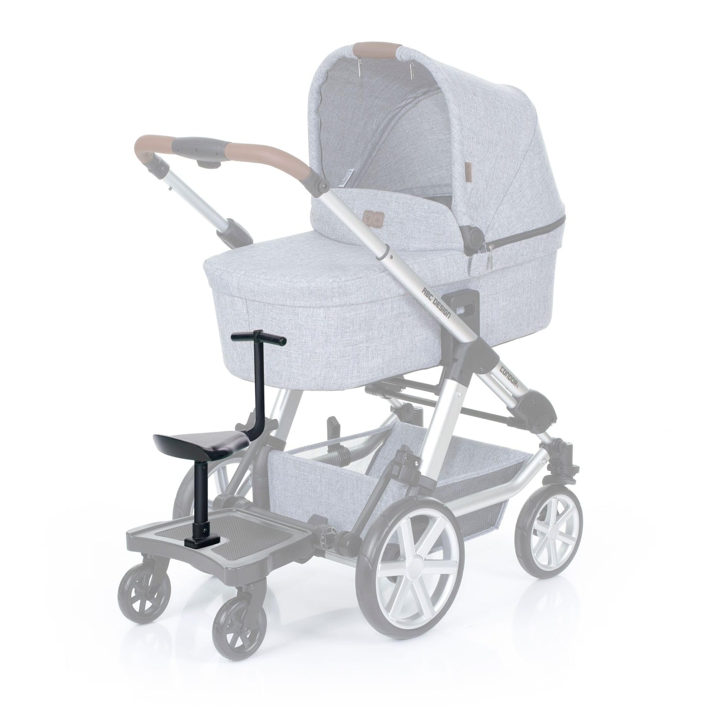 ABC Design Kiddie Ride On 2 Pedal ABC Design Wheelie Board Black Universal Suitable for Standard Pushchairs and Buggies Roller Board for Buggies up to 20 kg